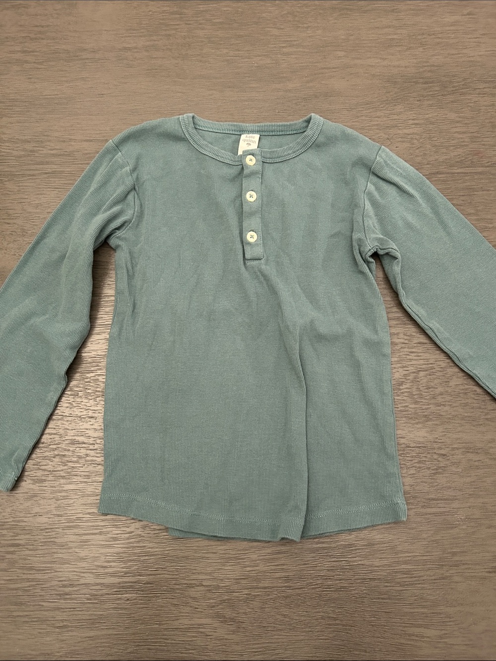 kate quinn Dusty Teal Long Sleeve Henley Top